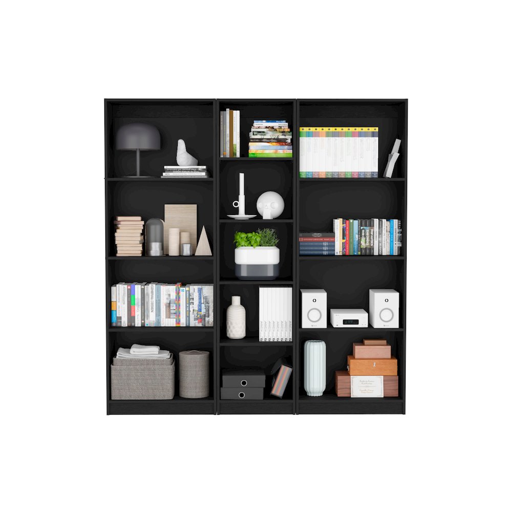 Clay 3 Piece Living Room Set with 3 Bookcases, Wenge. Picture 5