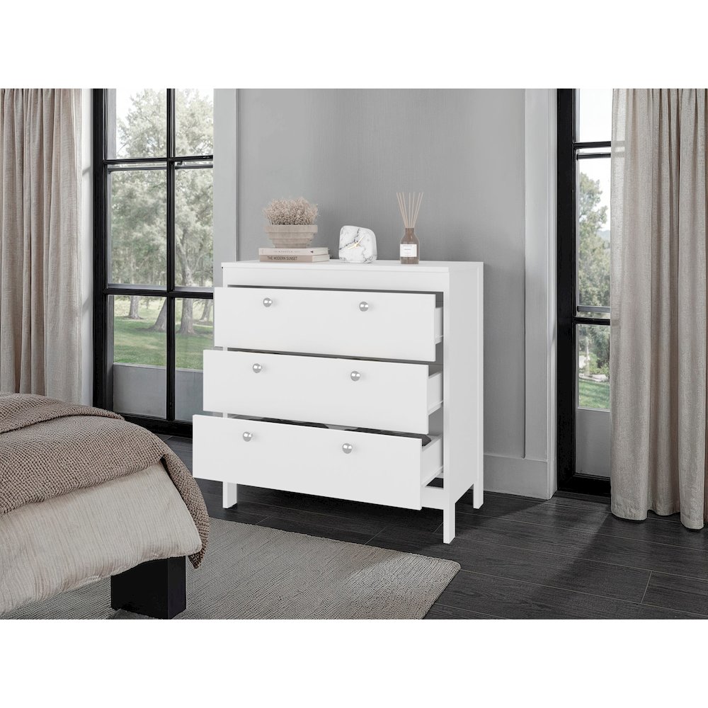 RETI 3-Drawer Chest with Functional Storage and Modern Design, WHITE. Picture 4