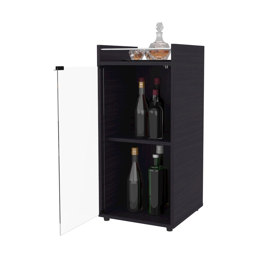 Glass Door Bar Cabinet with Shelves, Wenge. Picture 5