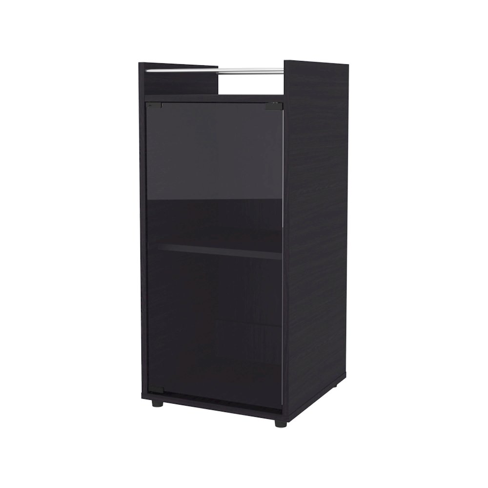 Glass Door Bar Cabinet with Shelves, Wenge. Picture 1