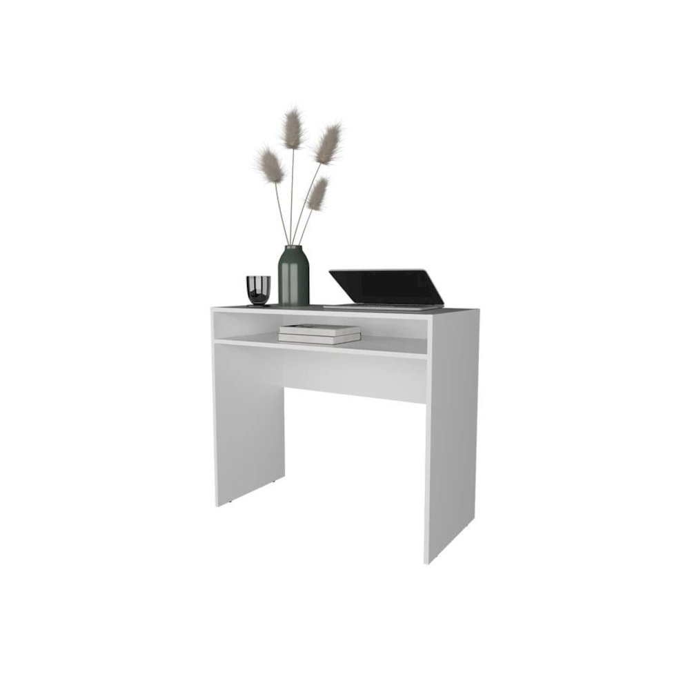 Estill Desk in Melamine With Storage, White. Picture 3
