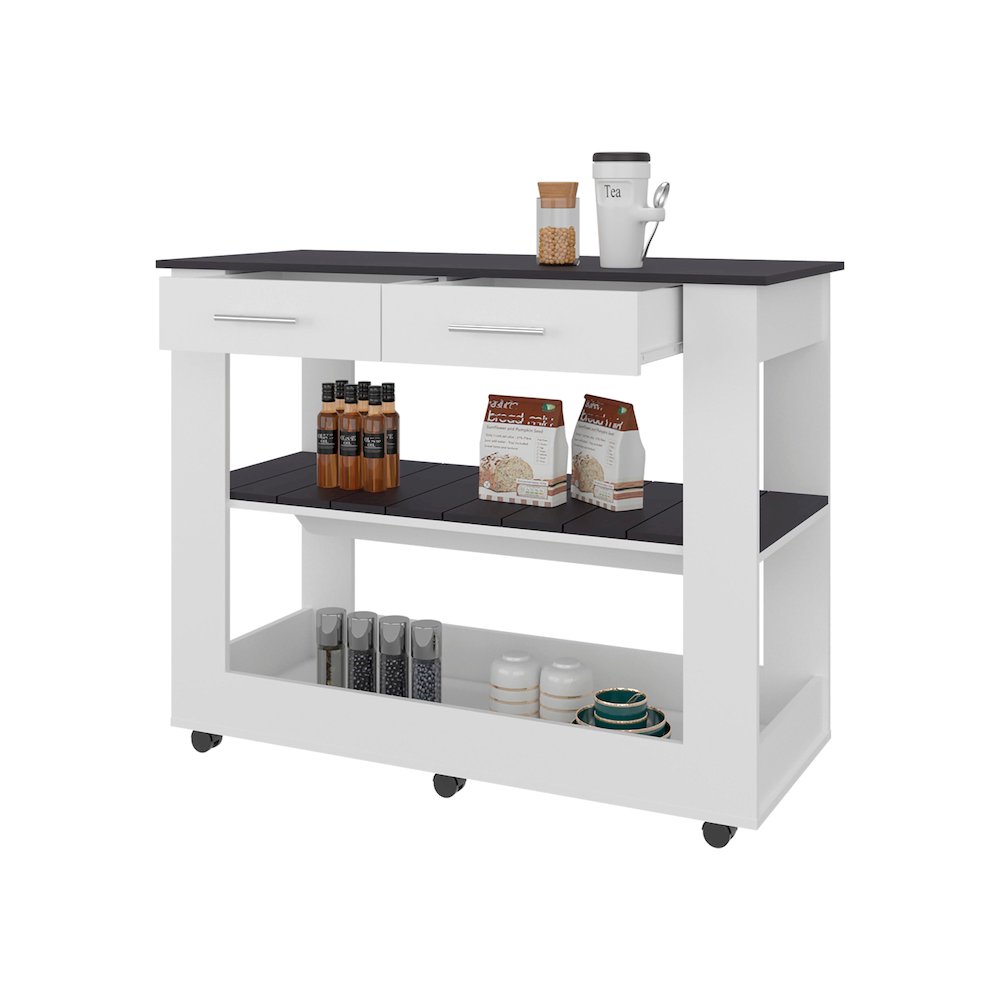 Kitchen island  with Open Storage and 3 Shelves, White. Picture 6