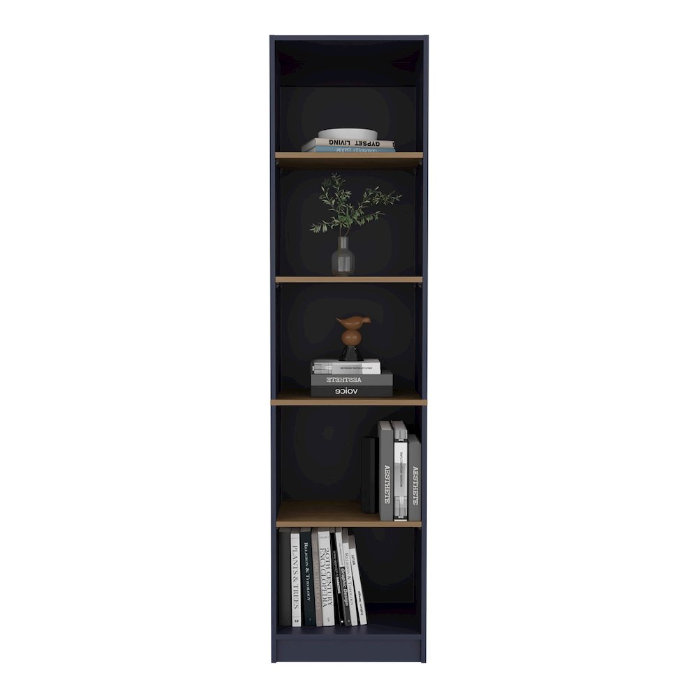 Beaver Balley Bookcase with Open Storage and 5 Shelves, Blue and Natural Oak. Picture 3