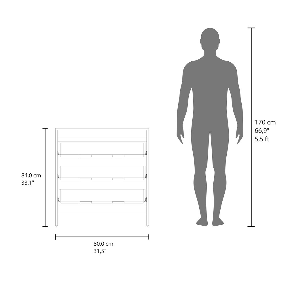RETI 3-Drawer Chest with Functional Storage and Modern Design, WHITE. Picture 7