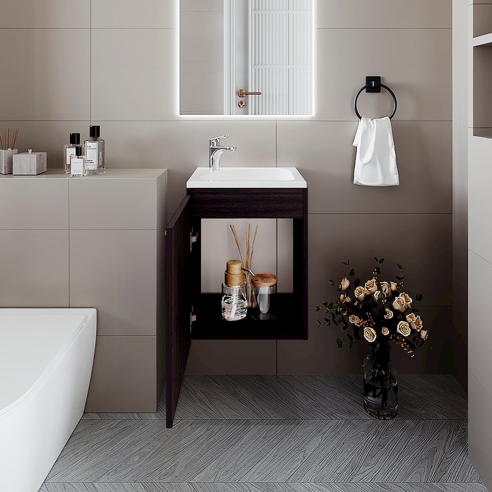 Haigleer Creek Bathroom Vanity with Integrated Sink and Faucet, Wengue. Picture 3
