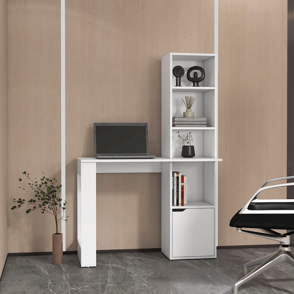 Anson Computer Desk with 4-Tier Bookcase and 1-Door Cabinet. Picture 7