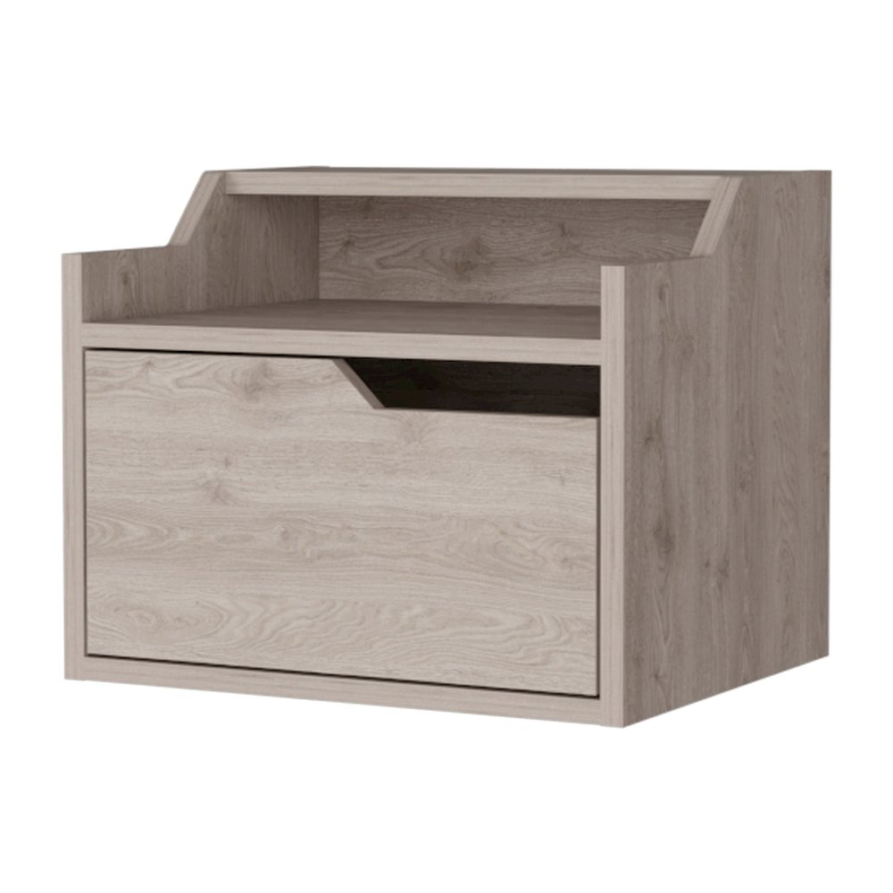 Florence Floating Nightstand with Drawer and Dual-Shelf Display. Picture 1