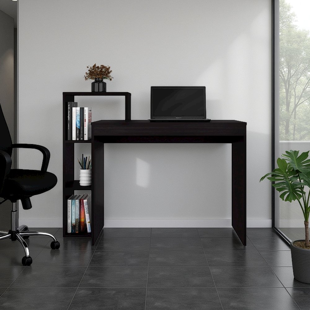 FM FURNITURE Salomé Computer Desk with Open Storage, Wenge. Picture 2