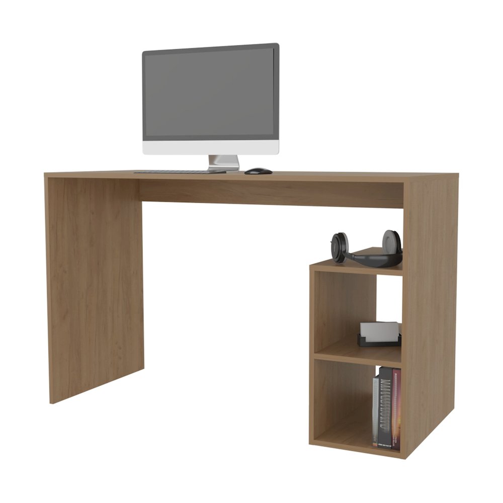 Sanders Computer Desk in Melamine with Open Storage, Natural Oak. Picture 5