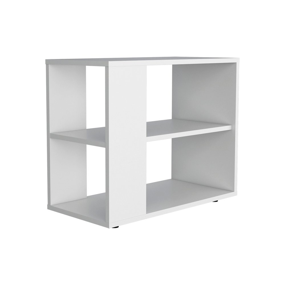 Rio Verde Side Table in Melamine with Open Storage, White. Picture 1