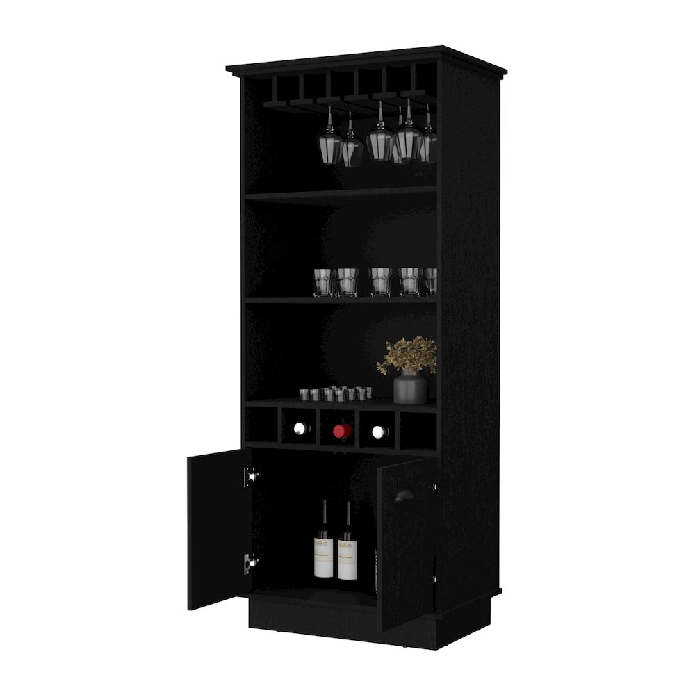 Sophia Bar Cabinet with Glassware Rack and Five Bottle Racks, Wenge. Picture 6