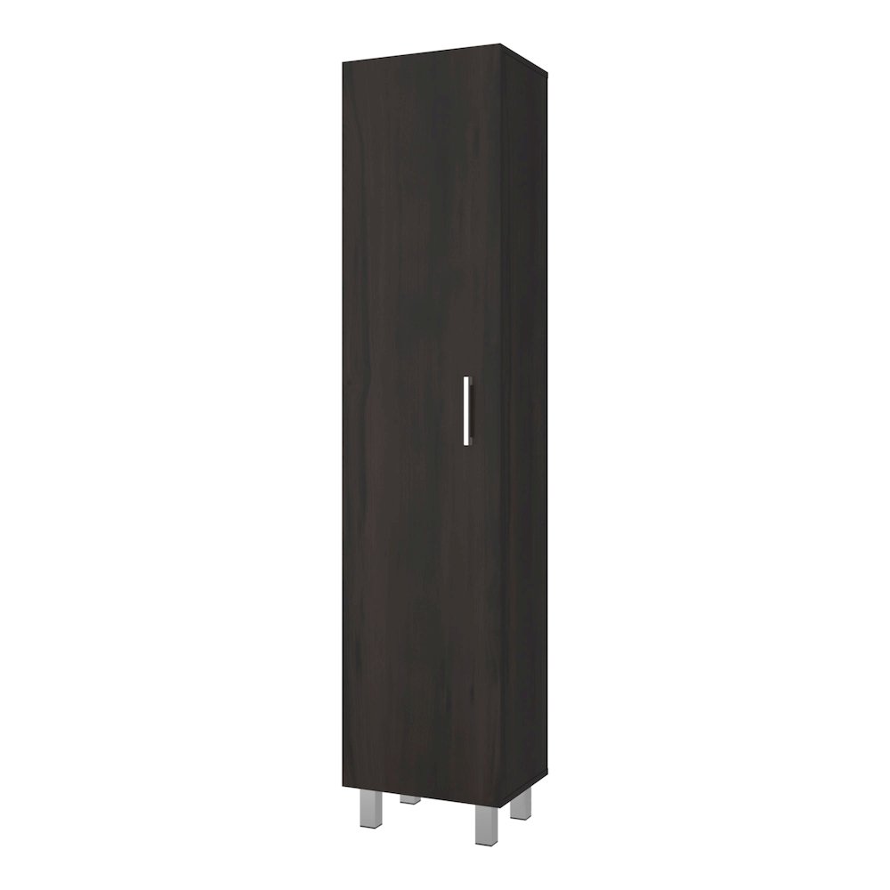 Vegas Storage Cabinet for Laundry Room with Fixed Shelves, Stained Walnut. Picture 1