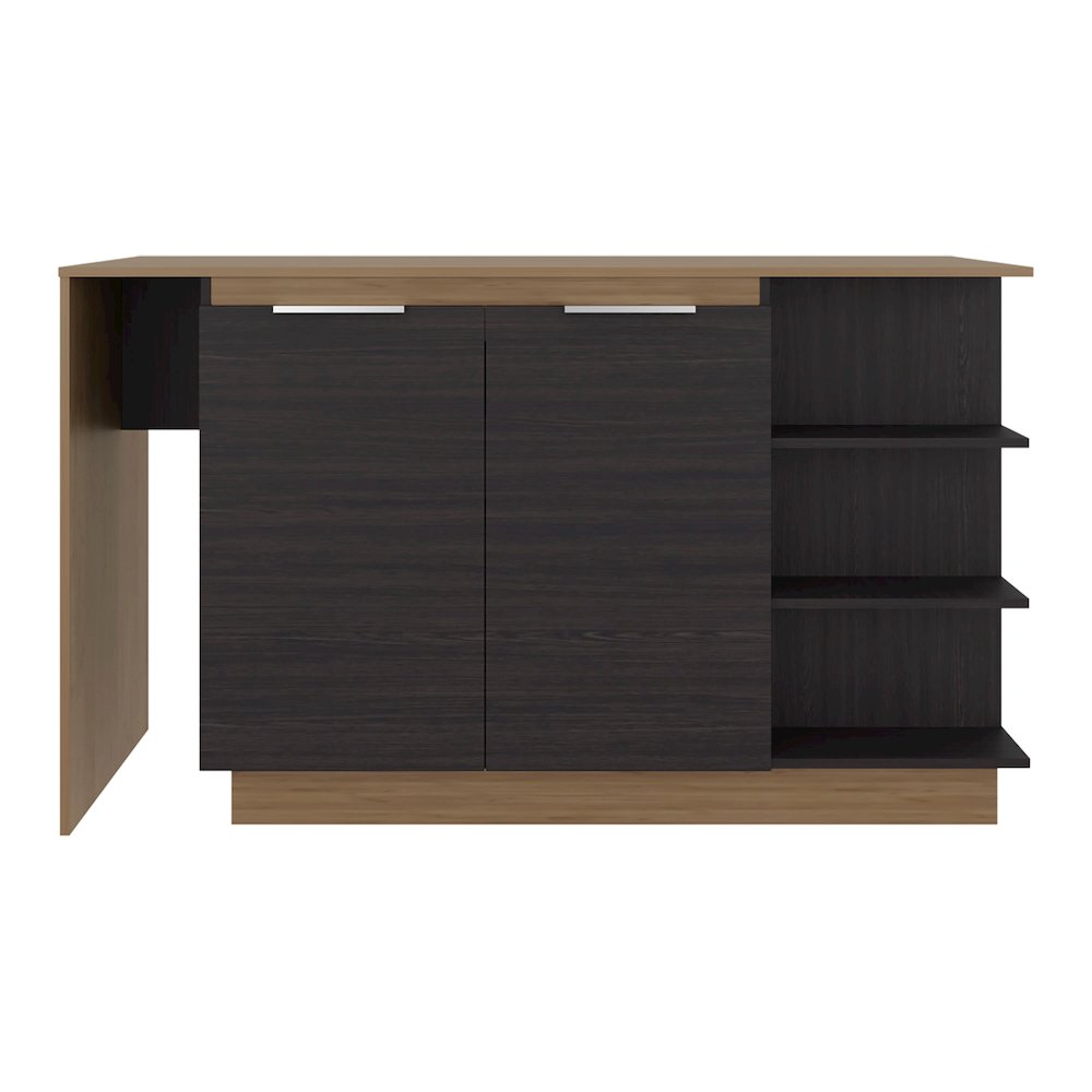 Urie Kitchen Island with Storage Cabinet and Wine Glass Holder. Picture 7