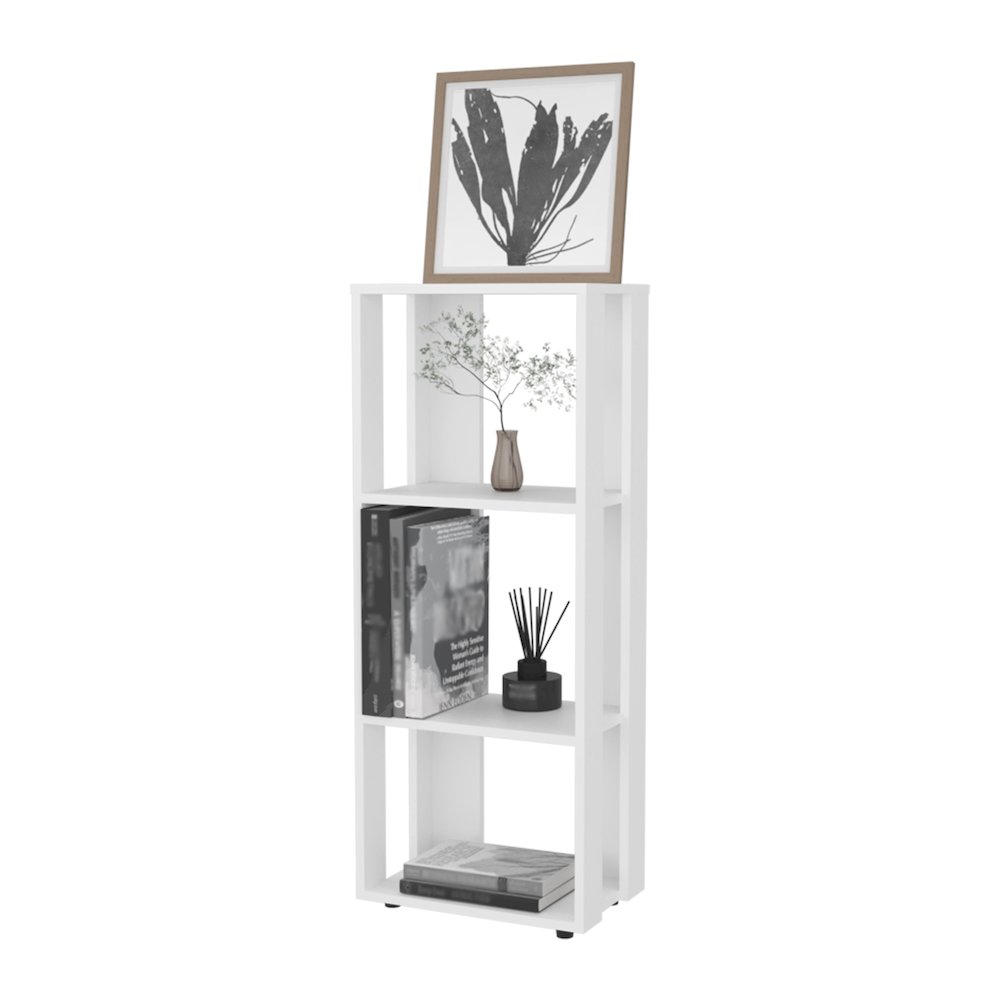 Modoc Bookcase in Melamine with Open Storage, White. Picture 4
