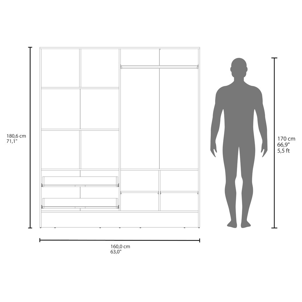 Hilda Wardrobe Multistorage with Two Mirrors, White. Picture 4