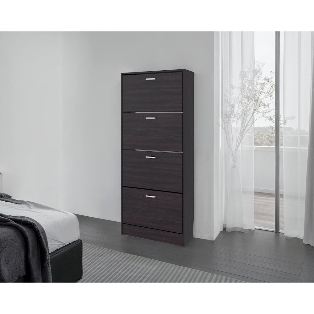INOLA Vertical Shoe Cabinet with Doors for Home Organization, WENGUE. Picture 2