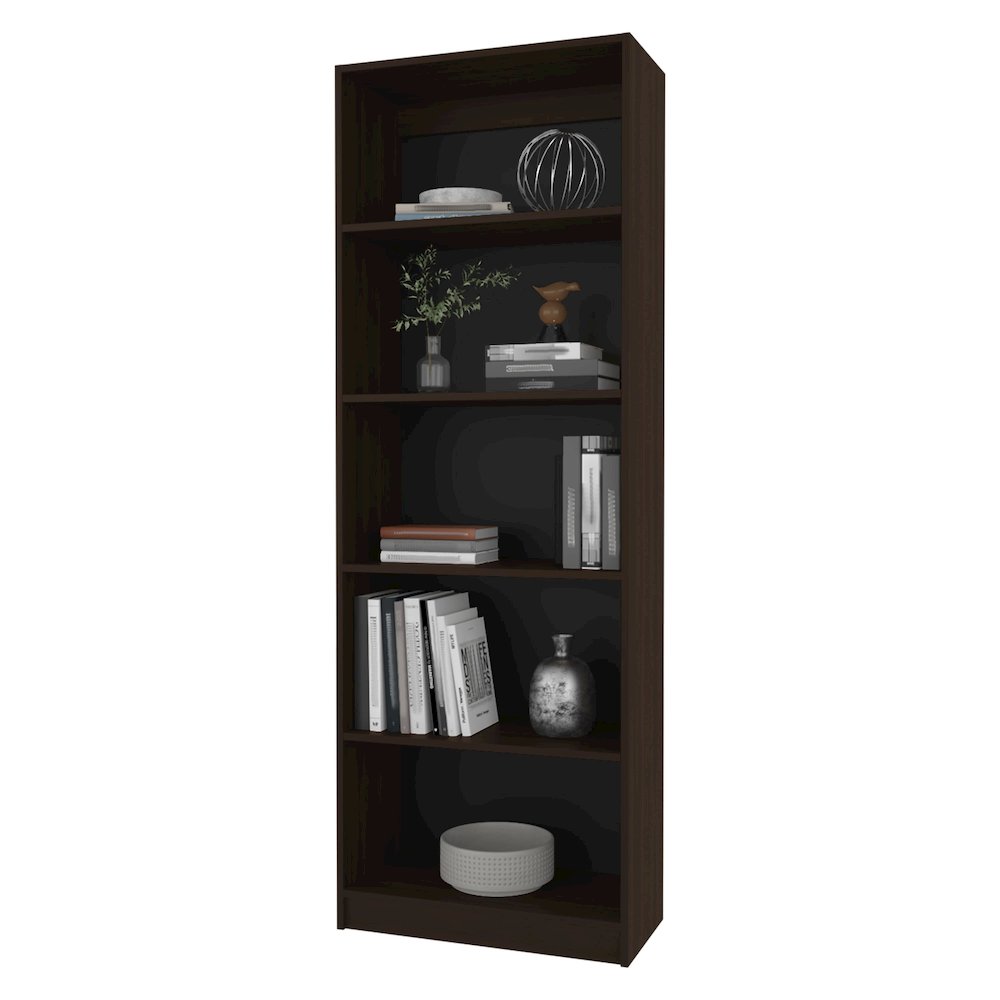 Dam Bookcase with Open Storage and 5 Shelves, Stained Walnut. Picture 4