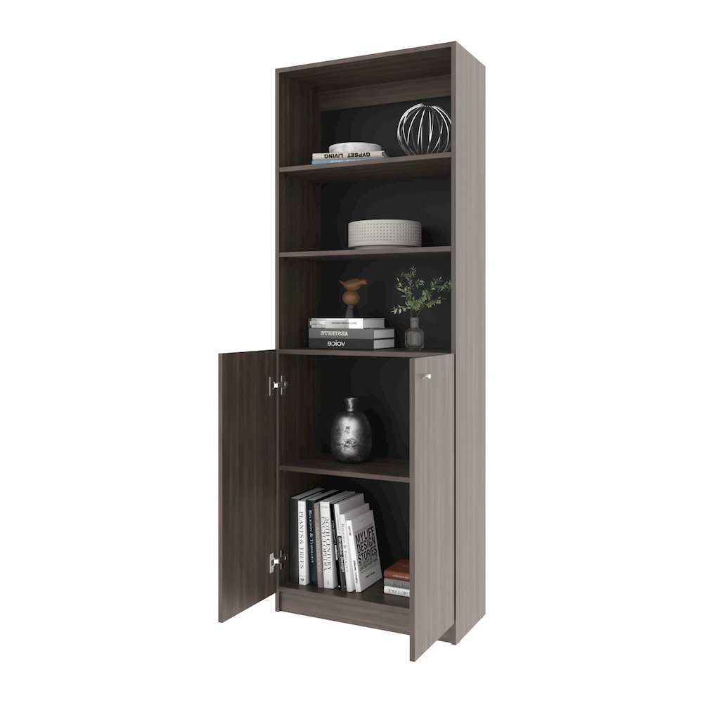 Beyerville Bookcase with Open Storage and 2 Doors, Stained Walnut. Picture 8