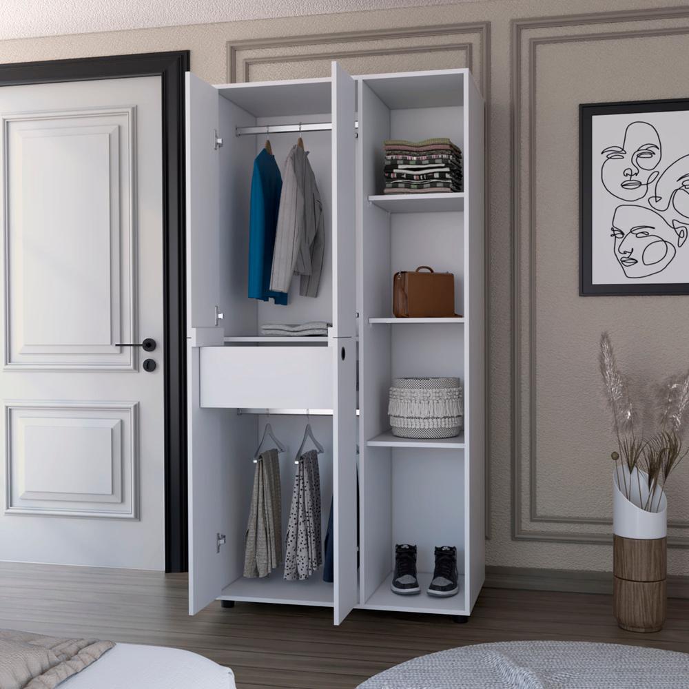 Bethel Armoire Closet with 1-Drawer, Storage Cabinets and Hanging Rods. Picture 3