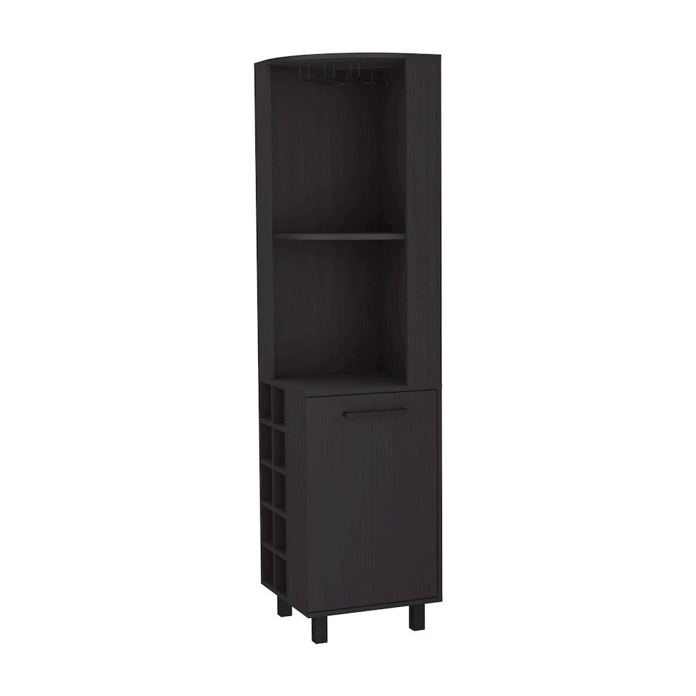 Leah Corner Bar cabinet with ample storage and wine rack, Wengue. Picture 1