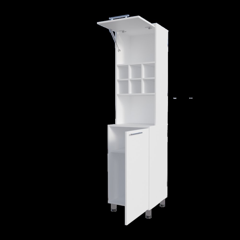 Rock Kitchen Pantry with Pneumatic Door, Open Storage, and Bottom Cabinet. Picture 6