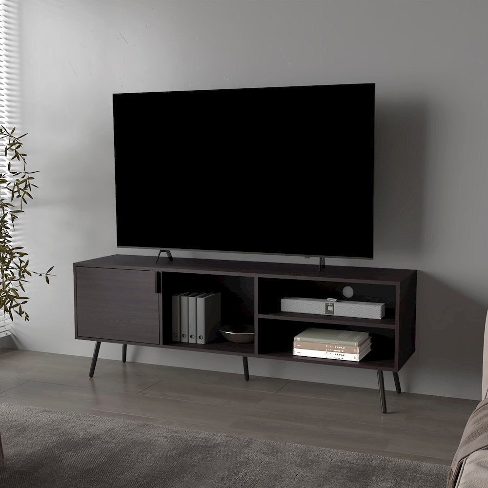 Mescal Tv Stand Multistorage with a Door and Open Storage, Wengue. Picture 4
