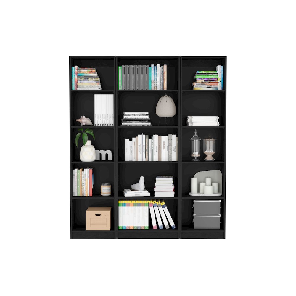 Tatum 3 Piece Living Room Set with 3 Bookcases, Wenge. Picture 5