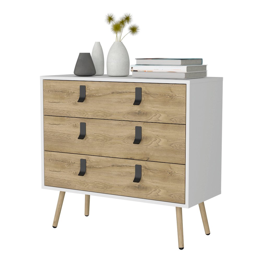 Kimball 3-drawer Dresser, Modern Chic Storage with Wooden Legs. Picture 6