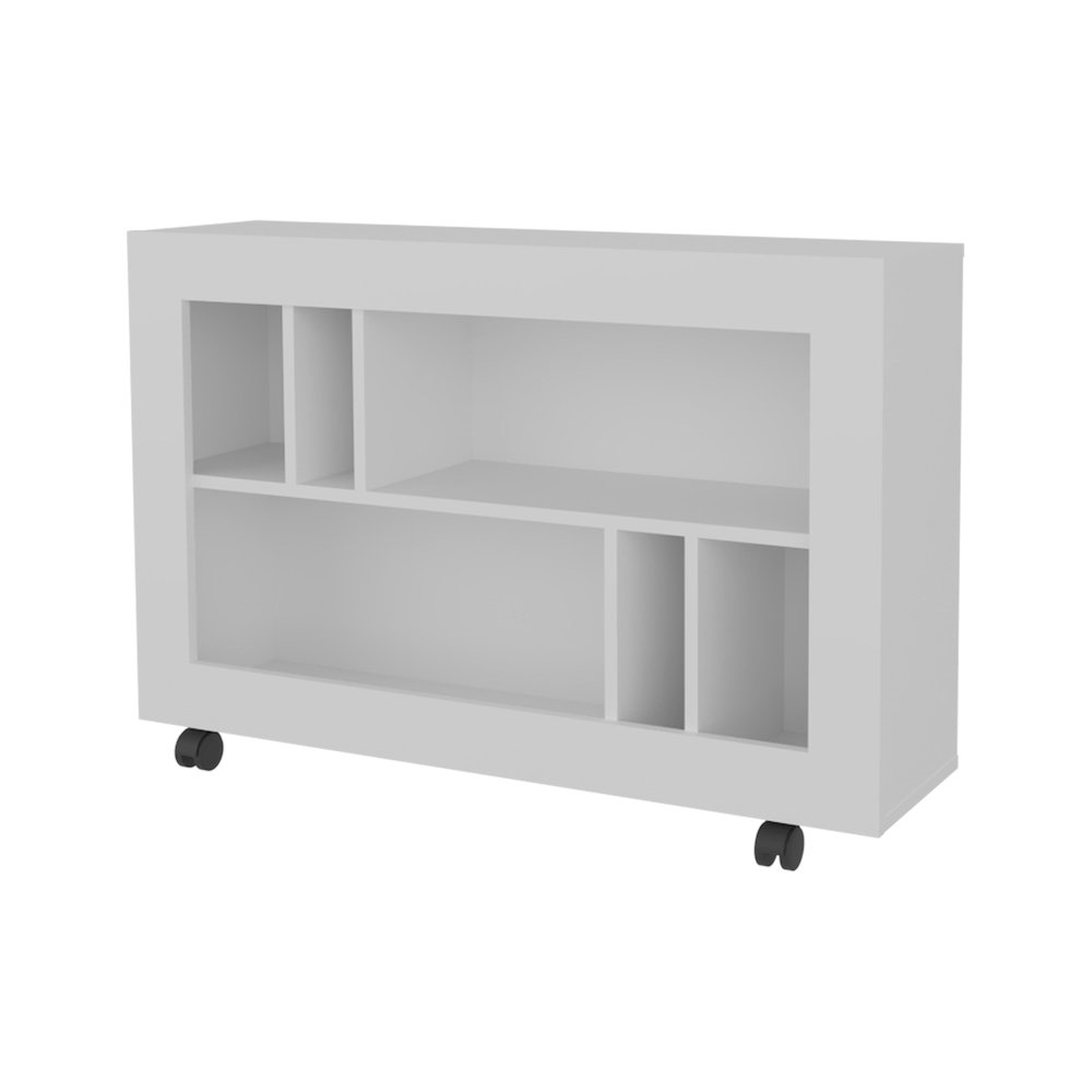 Cowlic Console Table in Melamine with Open Storage, White. Picture 3