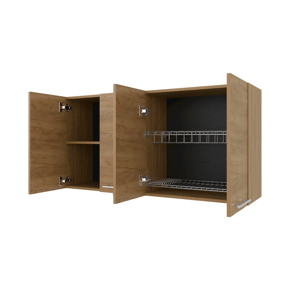 Lyman Wall Cabinet kitchen in Melamine wit 4 Doors , Natural Oak. Picture 6