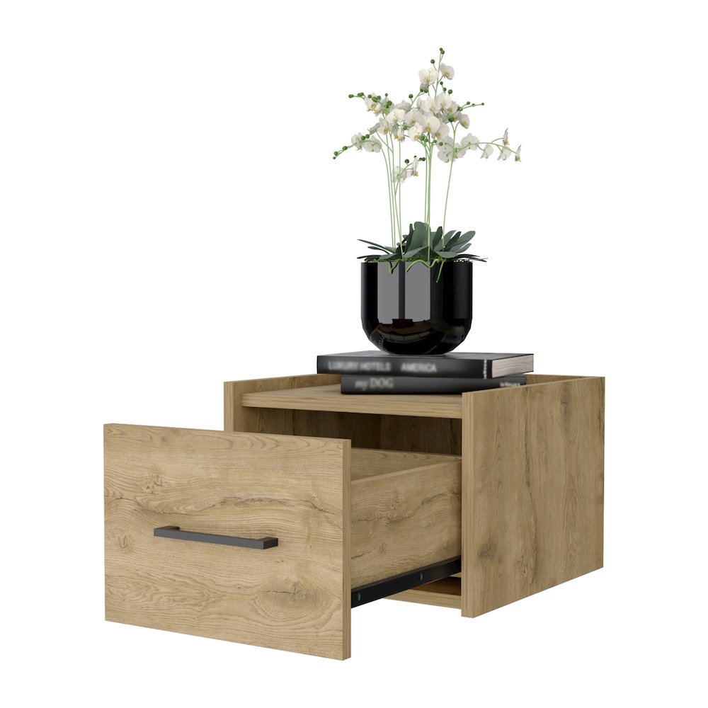 Wall-Mounted Nightstand, Sleek Single-Drawer Design with Spacious Top Shelf. Picture 4