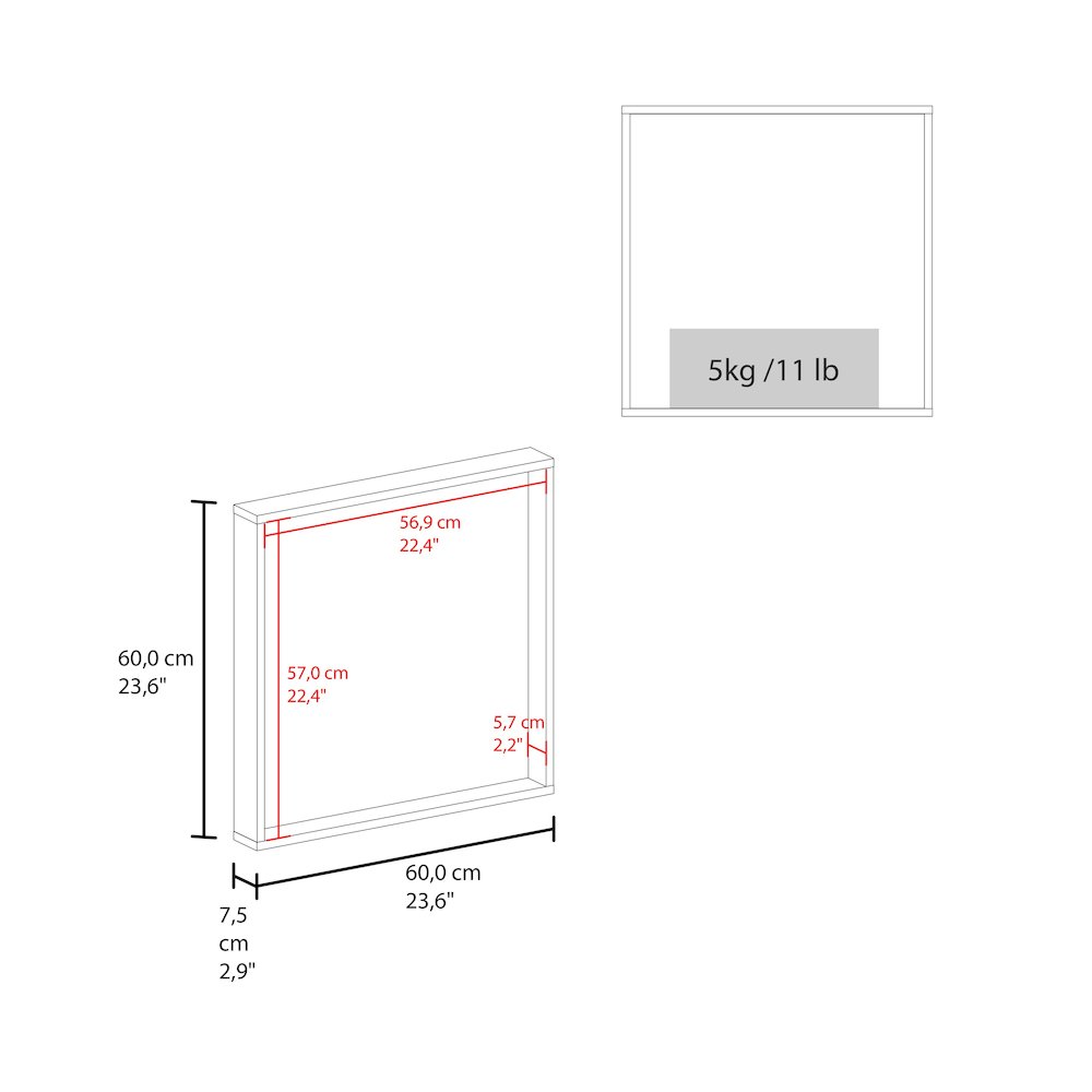 Porta Wall Mounted Bathroom Mirror Cabinet with Storage, White. Picture 3
