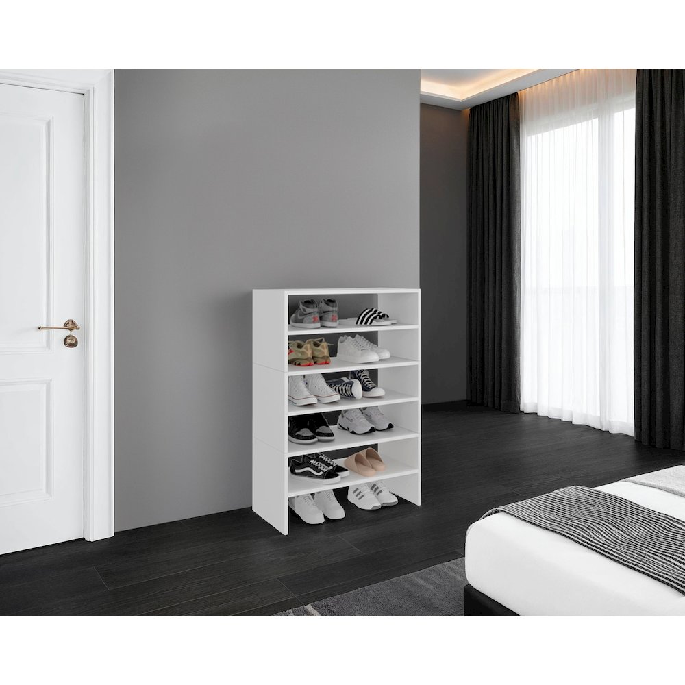 Berlin Shoe Rack with Open Shelves,  Ideal for Modern Home Spaces, White. Picture 2