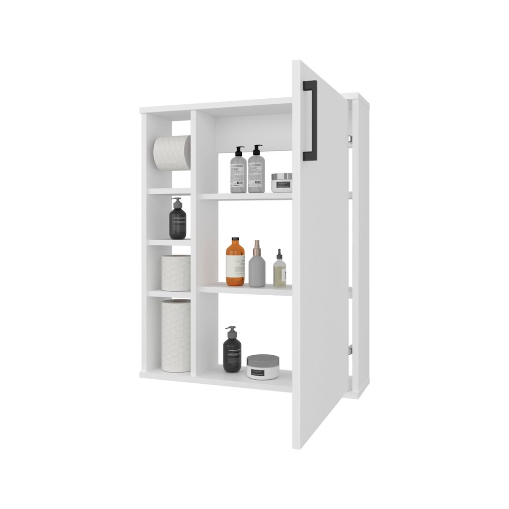 Yoder, Bathroom Cabinet, 4 Open Shelves, 1 Door, White. Picture 5