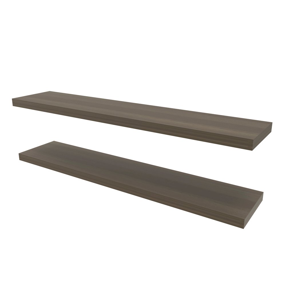 Greer Floating Shelf in Melamine x2,Smokey Oak. Picture 1