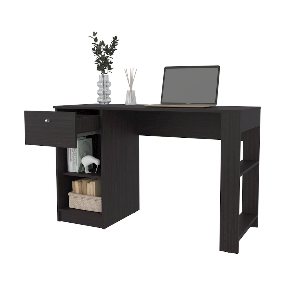 Sun City Computer Desk with a Drawer and Open Storage, Wengue. Picture 6