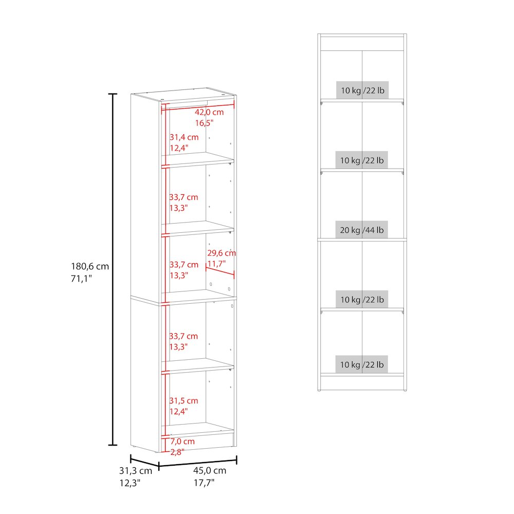 Storage Cabinet with 5 Shelves for Books and Decorative Items, Modern Design. Picture 3