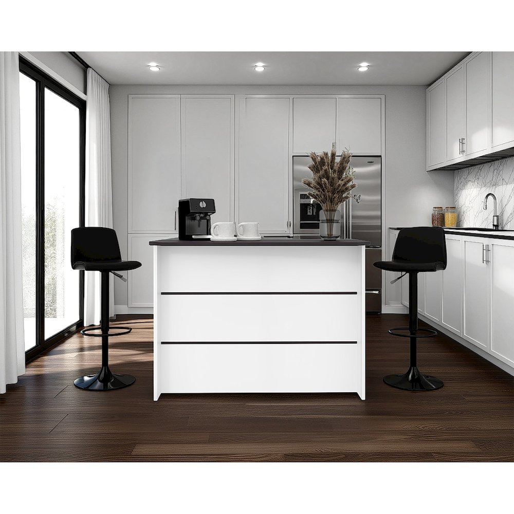 Central  kitchen island with modern design, ample storage space Wenge and white. Picture 4