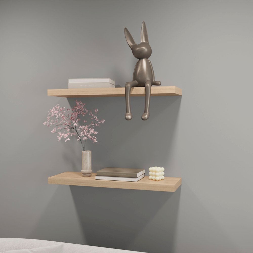 Iva Floating Shelf in Melamine x2,light Pine. Picture 6