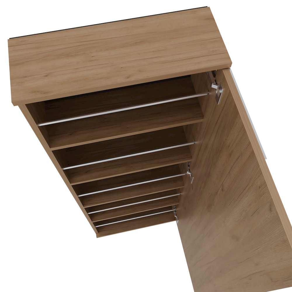 Queen Creek Shoe Rack with Mirror and One Door, Natural Oak. Picture 8