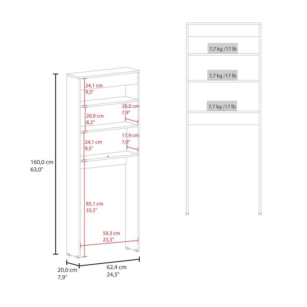 Bisbee 2-Door Over-the-Toilet Bathroom Storage Cabinet Shelf, White. Picture 4