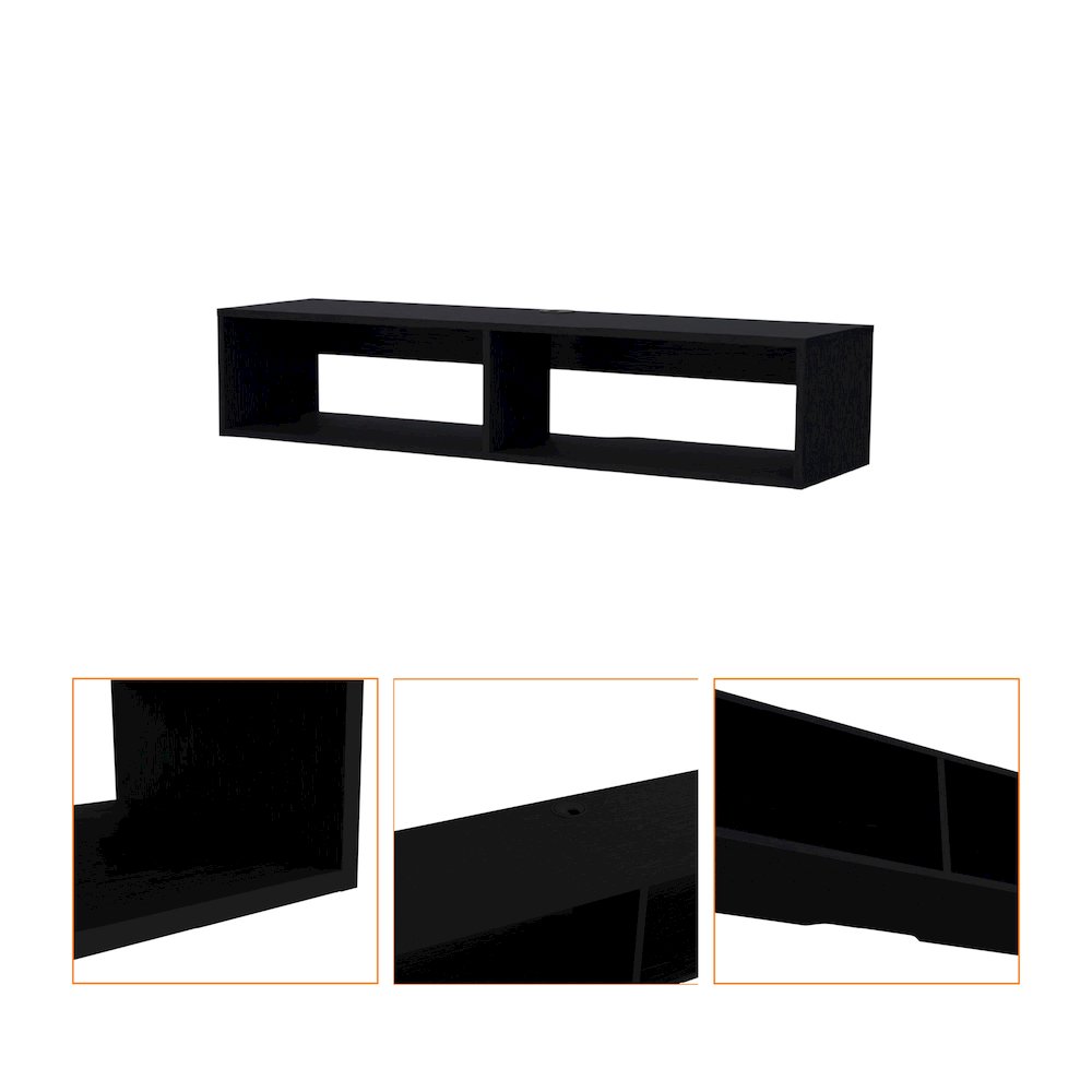 Yankton Floating TV Stand with Spacious Shelves and Cable Management ,Wenge. Picture 6