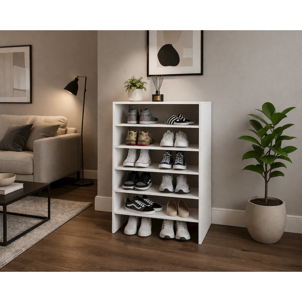 Berlin Shoe Rack with Open Shelves,  Ideal for Modern Home Spaces, White. Picture 6