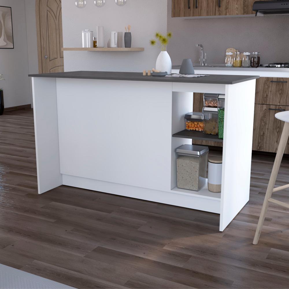 Mercury Kitchen Island with spacious Countertop, Double Door Cabinets. Picture 4