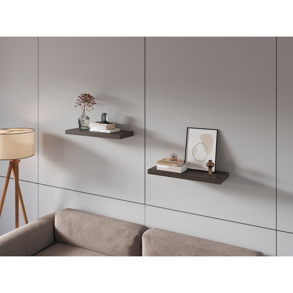 Iva Floating Shelf in Melamine x2,Sienna Oak. Picture 6