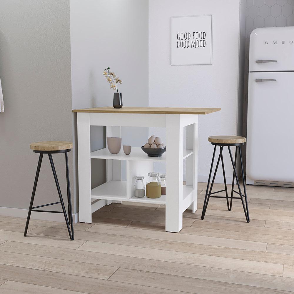 Lisbon Kitchen Island, 3-Tier Shelf and Large Workstation. Picture 4
