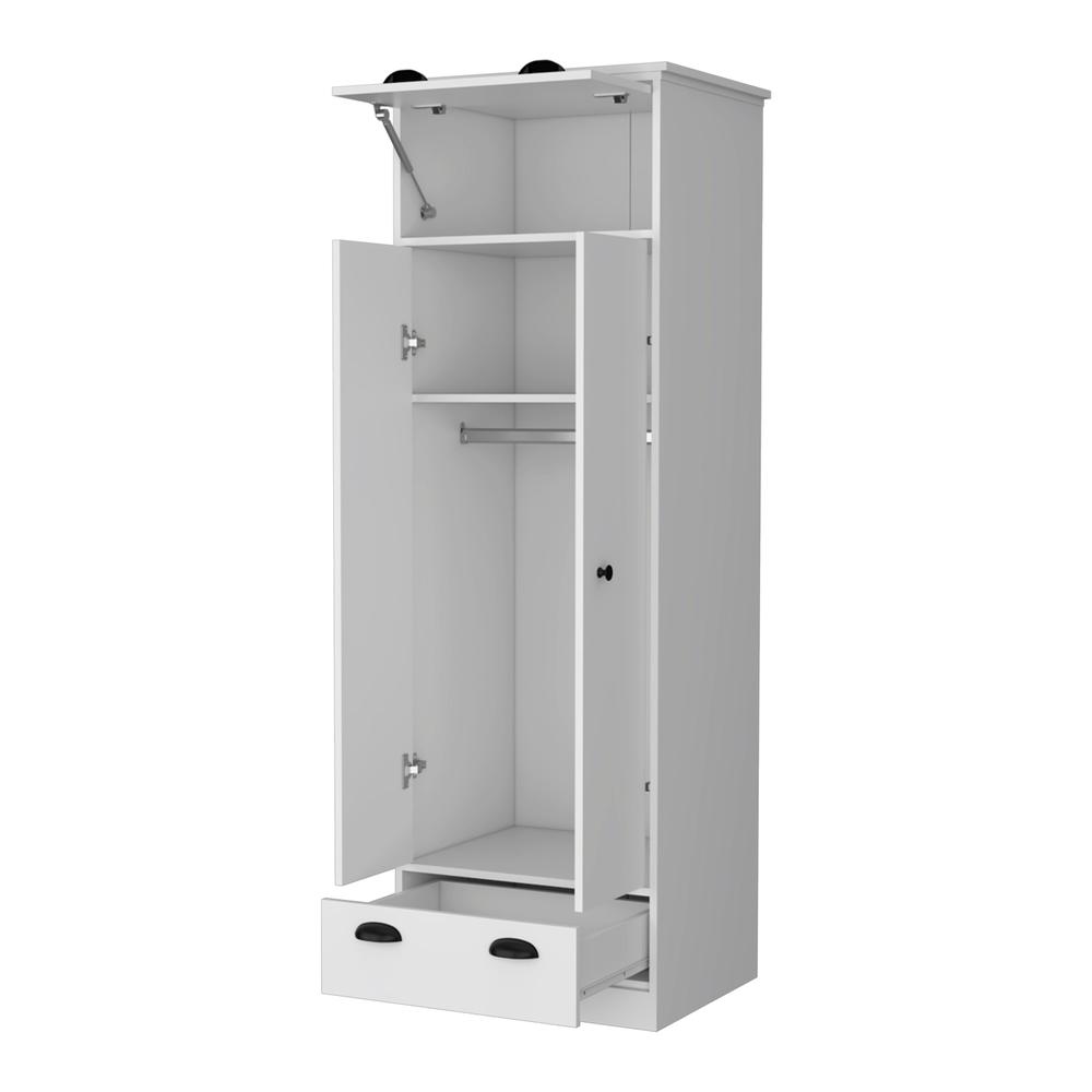 Linch Armoire with Hinged Drawer, Double Door Cabinet and 1-Drawer. Picture 5
