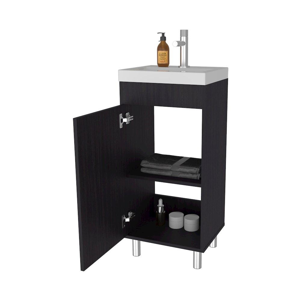 Oracle Bathroom Vanity, Single Door, Two Storage Shelves, Wengue Finish. Picture 8