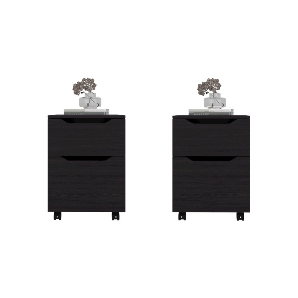 Hampton Set of 2 Nightstands, Small Minimalist, Storage with Drawers, White. Picture 1
