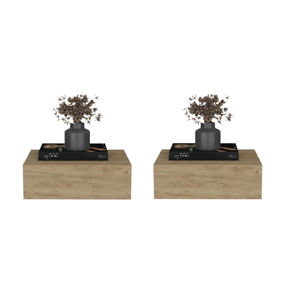 Custer Floating Nightstands Set of 2 - Wall Mounted Bedside Tables, Wenge. Picture 6